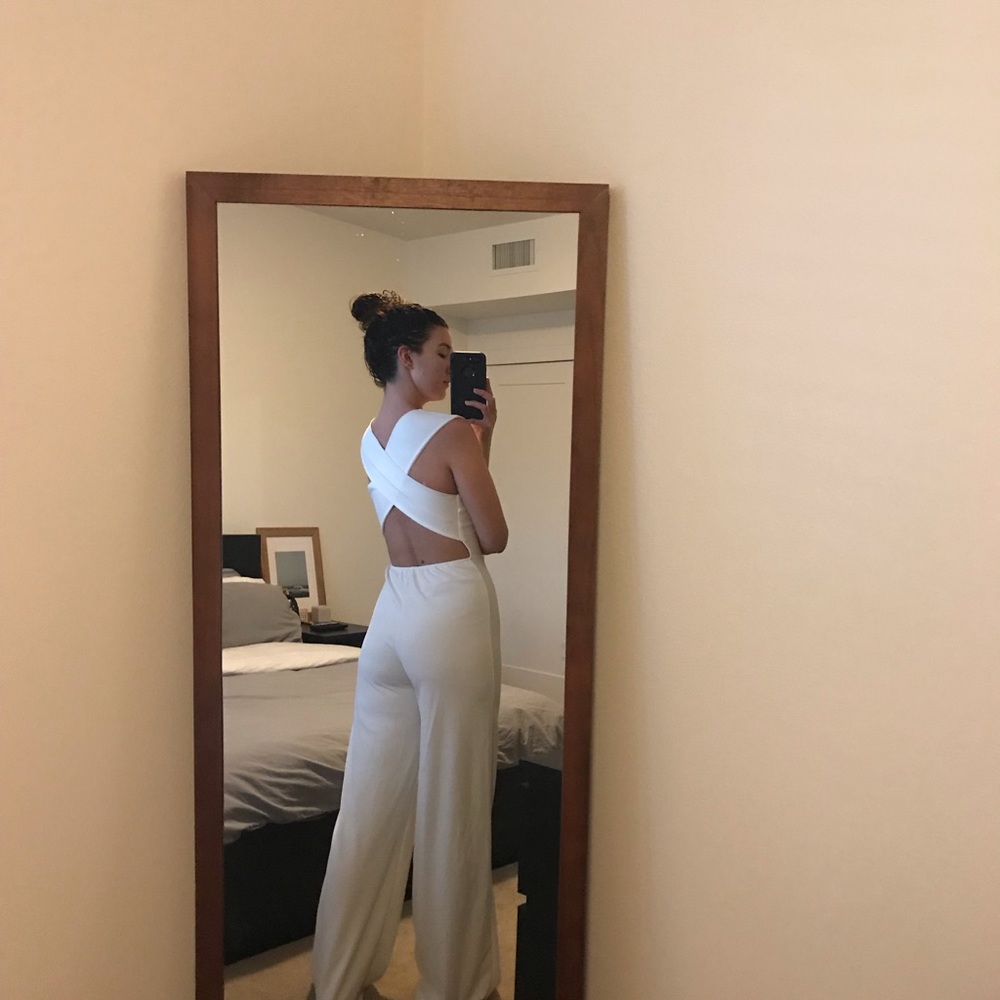VERY cute cris cross white jumpsuit, Lulu’s brand